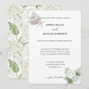 Convites Casamento de Praia de Flores de Hydrangea Branca R