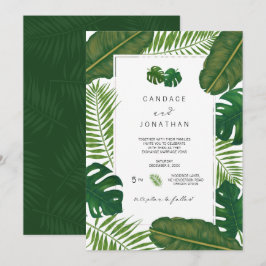 Convites Casamento de Praia de Folhas Tropicais Pintadas