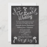 Casamento de Praia de Palm Tree Chalkboard