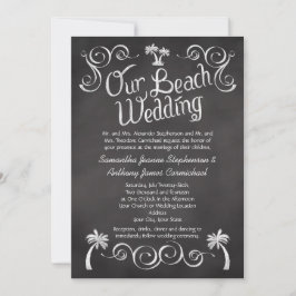 Convites Casamento de Praia de Palm Tree Chalkboard