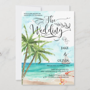 Convites Casamento de Praia de Palmeira Tropical de Waterco