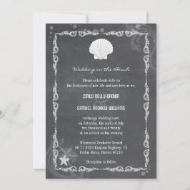 Convites Casamento de Praia de Shell do Mar de Chalkboard M