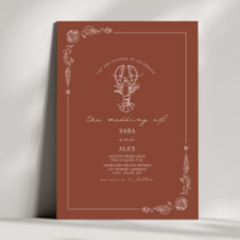 Convites Casamento de Praia de Terracotta Lobster Rustic Ar
