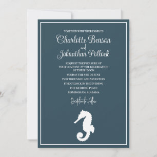 Convites Casamento de praia do cavalo branco minimalista