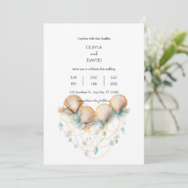 Convites Casamento de Praia do Decor de Seashell Garland