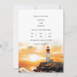 Convites Casamento de Praia do Farol de Luz Sunset Costeira