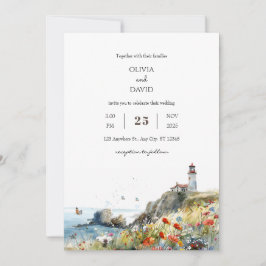 Convites Casamento de Praia do Farol Selvagem Costeira