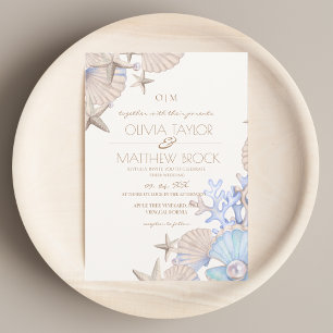 Convites Casamento de Praia do Oceano Elegante Suave