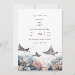 Convites Casamento de Praia do Pastel Sea Marine Coral Reef