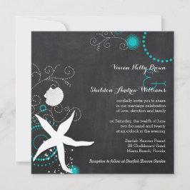 Convites Casamento de Praia do Quadro Branco Turquesa