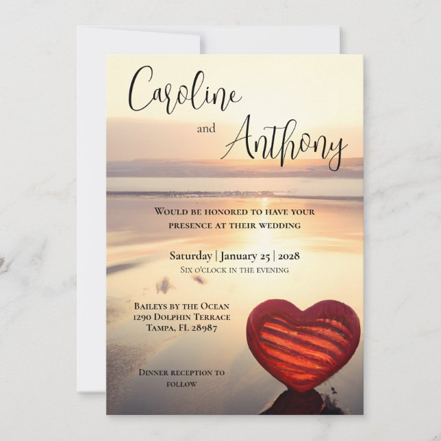 Convites Casamento de Praia do Tema Oceano (Frente)