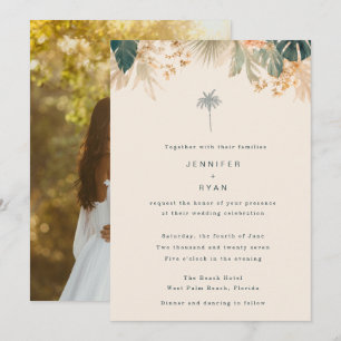 Convites Casamento de Praia Elegante com Palmeira Tropical