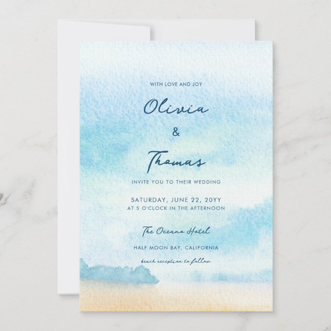 Convites Casamento de praia Elegante Morning Ocean Mist Sea (Frente)