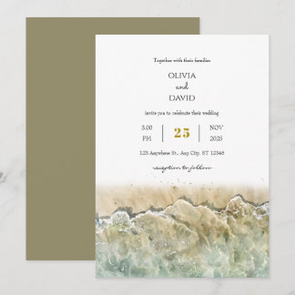Convites Casamento de praia em Shore Sea Shore Sea Beige