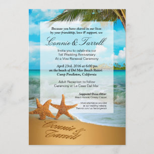 Convites Casamento de praia Faux Vellum Casal de Starfish