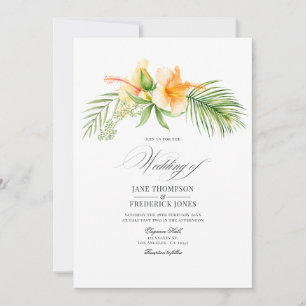 Convites Casamento de Praia Floral Tropical de Watercolor
