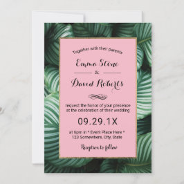 Convites Casamento de praia havaiana com folhas tropicais
