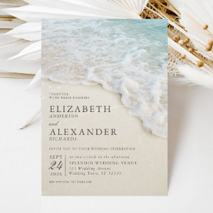 Convites Casamento de praia no Oceano de Verão Elegante