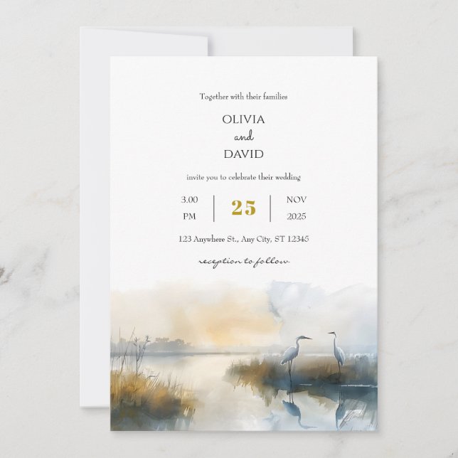 Convites Casamento de praia Pastel Sunrise (Frente)