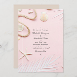 Convites Casamento de Praia RSVP de Código QR Rosa-Blush