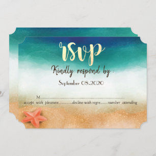 Convites Casamento de praia,RSVP de Starfish