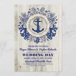 Convites Casamento de Praia Rústica da Âncora Náutica do ma