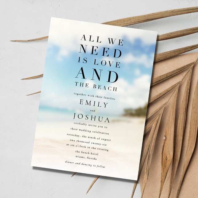 Convites Casamento de praia simples (Simple Beach Wedding Invitation)
