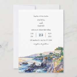 Convites Casamento de praia Sunset, Ouro da Cove Costeira R