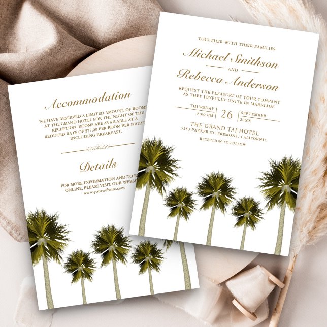 Convites Casamento de Praia Tropical com Palmeiras Tudo em  (Criador carregado)