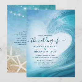Convites Casamento de Praia Tropical da Onda Oceânica Elega