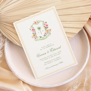 Convites Casamento de Praia Tropical de Palm Tree Crest Mon