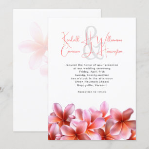 Convites Casamento de Praia Tropical de Plumeria Rosa