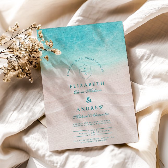 Convites Casamento de Praia Tropical de Watercolor (Criador carregado)