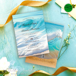 Convites Casamento de Praia Tropical do Blue Ocean Waves