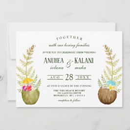 Convites Casamento de Praia Tropical Hawaii Elegante