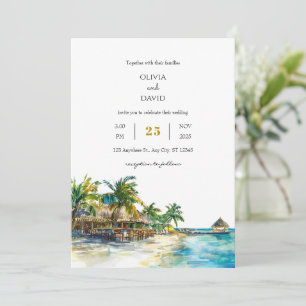 Convites Casamento de praia Tropical Palm Paradise Viagem S
