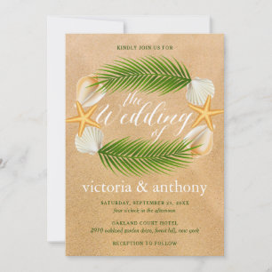 Convites Casamento de praia Tropical Wreath Sandy