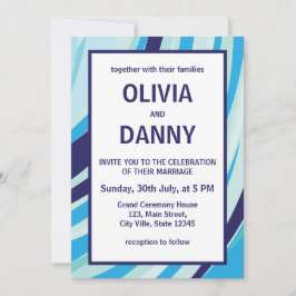Convites Casamento de praias Abstrato Azul de Greve de Band