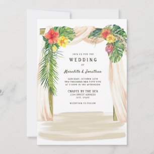 Convites Casamento de Praias Tropical Palms Floral Arbor Se