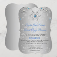 Casamento de Prata Chic Snowflakes Crystal Blue Pe