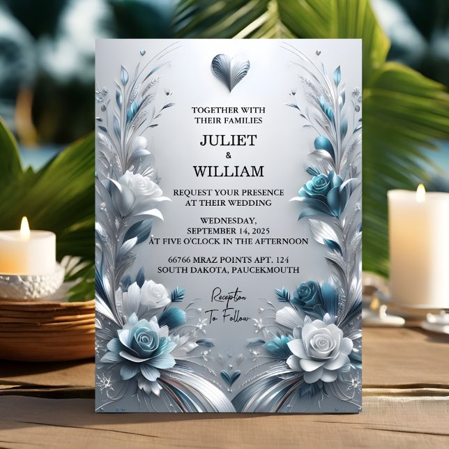 Convites Casamento de Prata de Alta Extremidade com Glam de (Criador carregado)