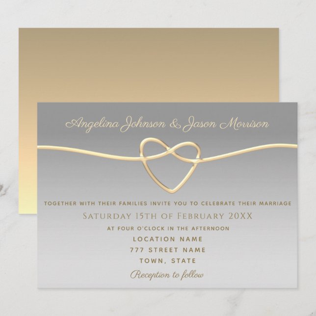 Convites Casamento de Prata Elegante (Frente/Verso)