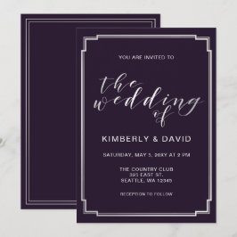 Convites Casamento de Prata Roxo Simples