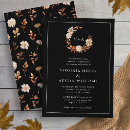 Convites Casamento de Preto Queda Monograma