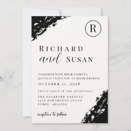 Convites Casamento de Preto Watercolor