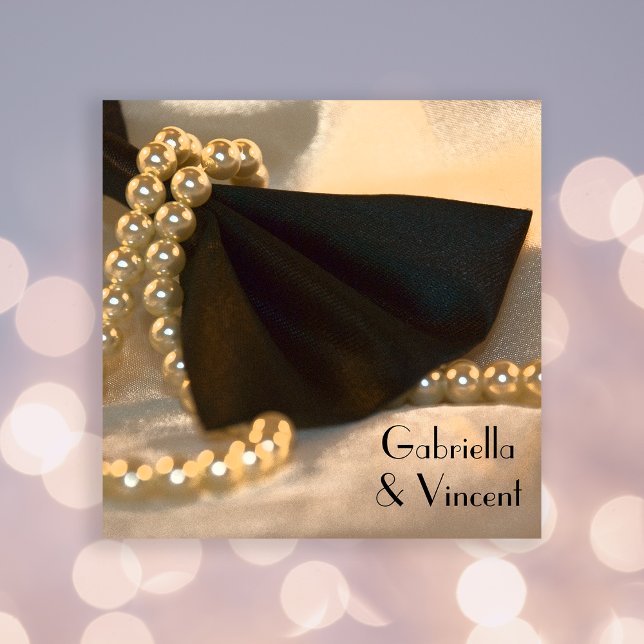 Convites Casamento de Pretos Arcos e Pérolas Brancas (Criador carregado)