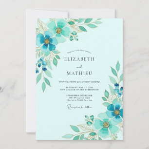 Convites Casamento de Primavera Aquático Etéreo
