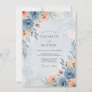 Convites Casamento de primavera azul desbotado sedutor