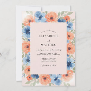 Convites Casamento de Primavera Azul Empoeirado e Jubiloso
