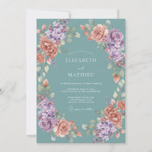 Convites Casamento de Primavera Azul Esmeralda
